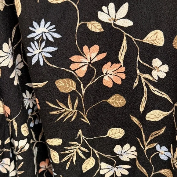 LOFT Black Blouse with Floral Design - Picture 3 of 5